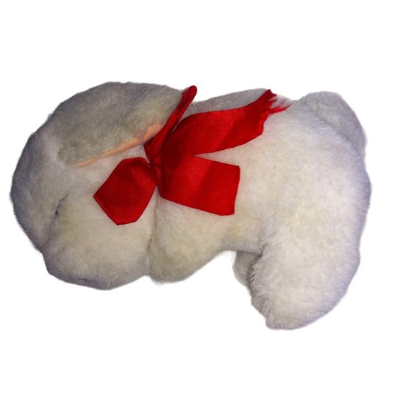 VTG  1987 Applause White Lamb Red Bow Sleeping Shotzy Musical Stuffed Plush RARE - Picture 1 of 10